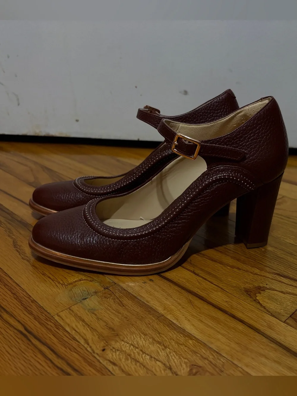 Clarks Ellis Mae brown leather Mary Jane pumps